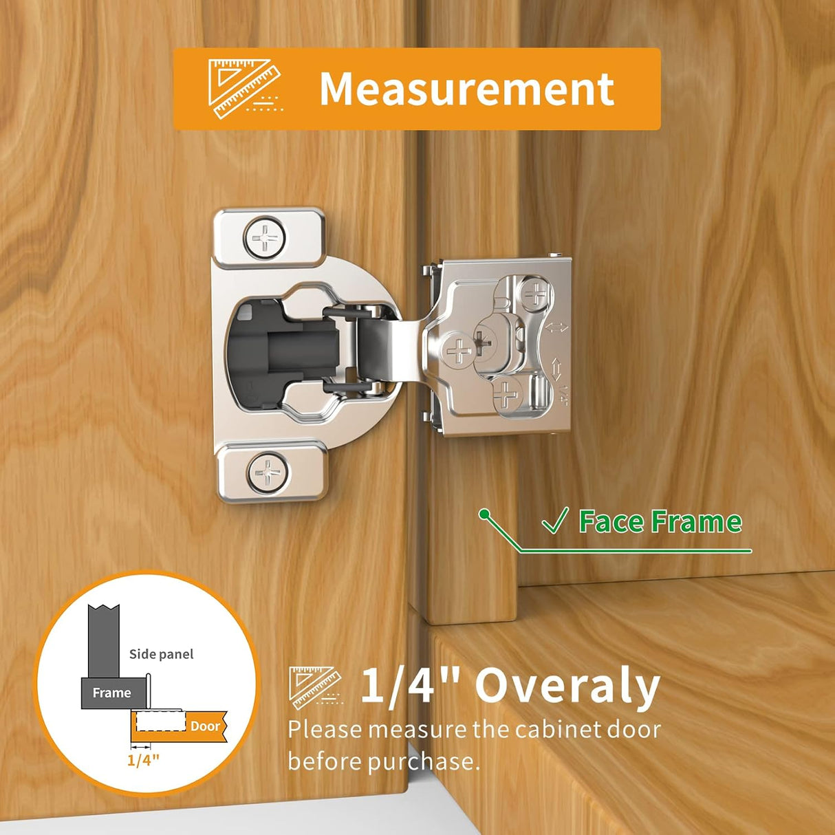 Chibery Small Overlay Satin Nickel 4D Concealed Hinges for Face Frame Door, Soft Close On/Off Switch, Self Closing, 105° Open Angle Concealed Stainless Steel Hinges for Framed Cabinet