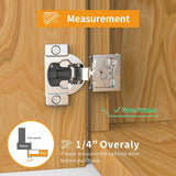 Chibery Small Overlay Satin Nickel 4D Concealed Hinges for Face Frame Door, Soft Close On/Off Switch, Self Closing, 105° Open Angle Concealed Stainless Steel Hinges for Framed Cabinet