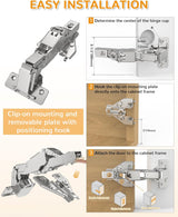 Chibery 165° Soft Close Kitchen Corner Hinges, Lazy Susan Cabinets, Face Frame, Clip On Plate for Easy Installation, Hidden Face Mount, 3D Concealed Slow Self Closing for Folden Cupboard