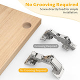 Chibery 170° Soft Close Cabinet Hinges, Slow Smooth Hidden Frameless Lazy Susan Hinge, Concealed Hardware Surface Mount, Lid Support Trap Door, Self Closing for Corner, Kitchen Cupboard