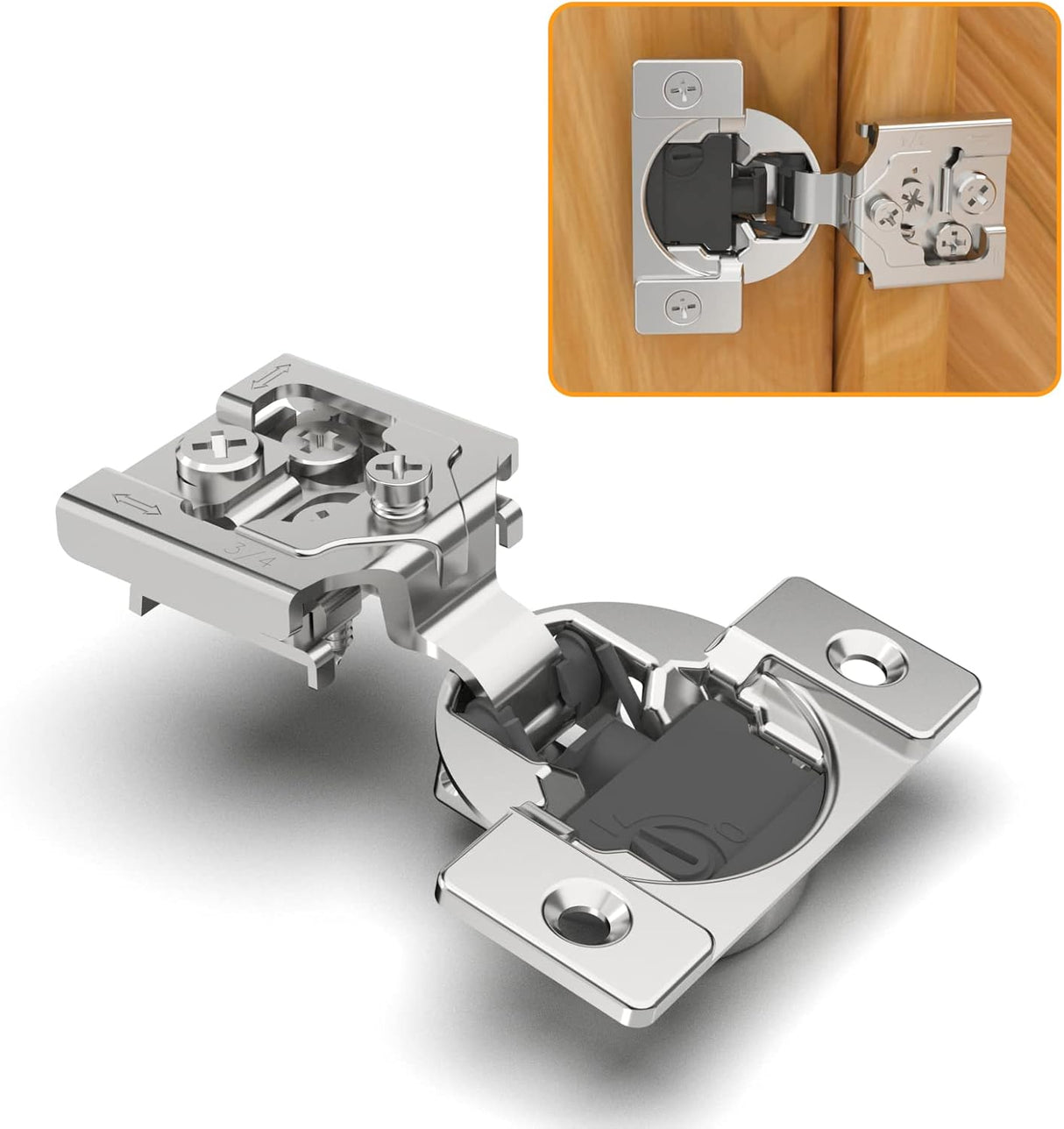 Chibery 4D Soft Close Concealed Hinges for Face Frame Door, Adjustable Closing Speed, Smooth Slow Self Close Hinges, Satin Nickel, 105° Open Angle Stainless Steel Cabinet Hinges