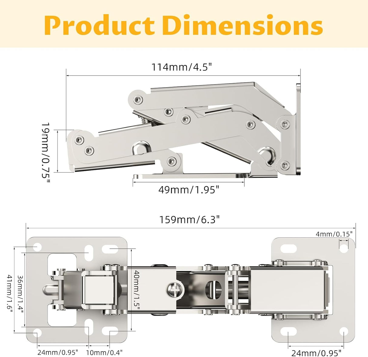 Chibery 170° Soft Close Cabinet Hinges, Slow Smooth Hidden Frameless Lazy Susan Hinge, Concealed Hardware Surface Mount, Lid Support Trap Door, Self Closing for Corner, Kitchen Cupboard