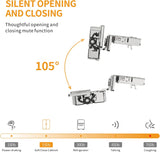Chibery 4D Soft Close Concealed Hinges for Face Frame Door, Adjustable Closing Speed, Smooth Slow Self Close Hinges, Satin Nickel, 105° Open Angle Stainless Steel Cabinet Hinges