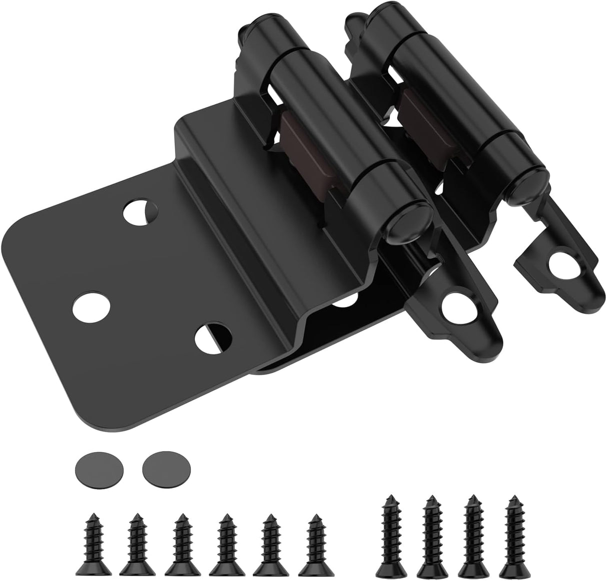 Chibery Matte Black 3/8 Inch Inset Cabinet Hinges, Self Closing Flush Face Mount Hinges with Door Bumper, Variable Decorative Hardware for Bathroom, Furniture, Kitchen Cabinet Doors