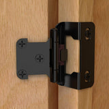 Chibery Matte Black 1/2 inch Overlay Semi Partial Wrap Around Cabinet Hinges, Self Closing Face Frame Variable Decorative Replacement, Kitchen Hardware, with Screw & Quiet Bumper
