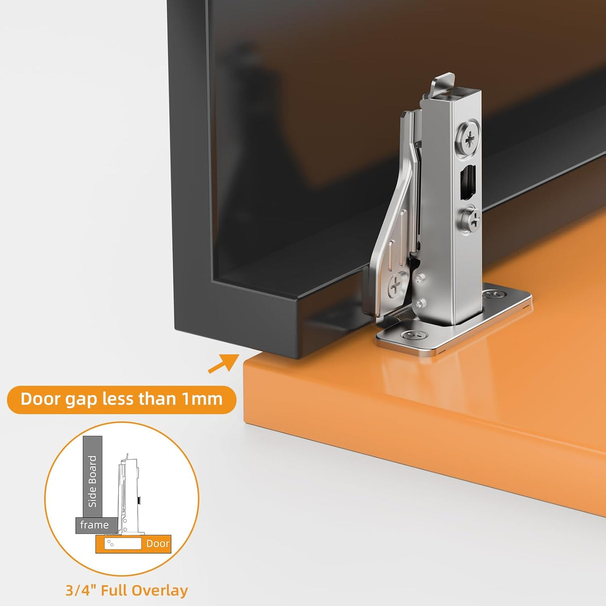 3D Self Soft Closing Hidden 105° Open Angle Small Door Gap Hinges for Face Frame Door