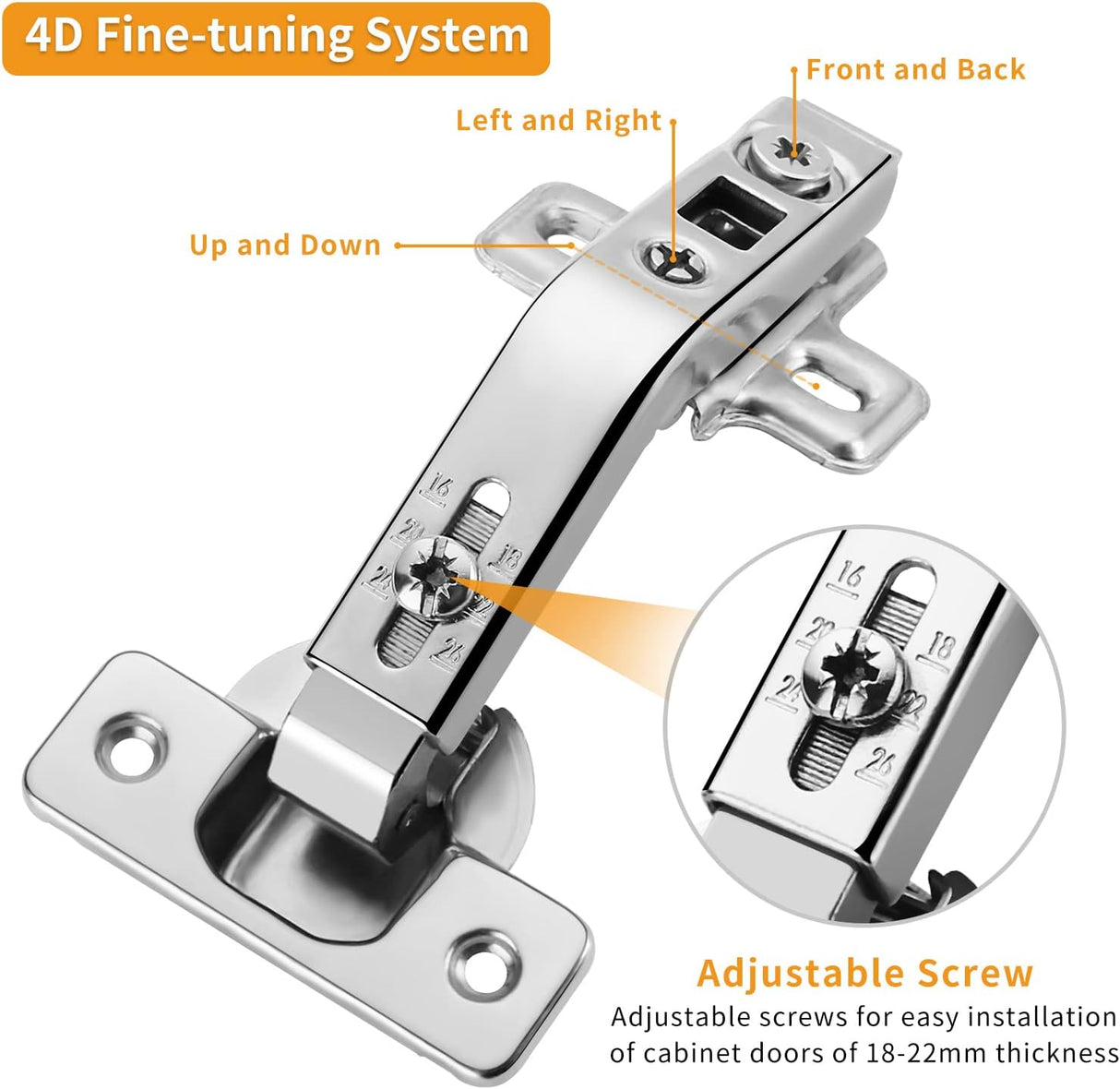 Chibery 135° Lazy Susan Hinge, Full Overlay Concealed for Corner Kitchen Cabinet Replacement Hardware, Cupboard Folded, Folden Door