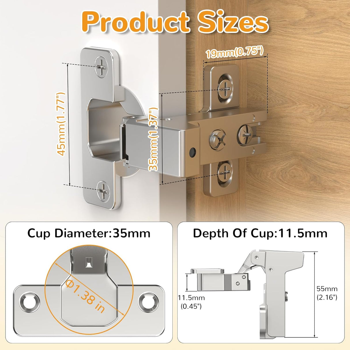 Chibery Face Frame Inset Cabinet Hinges, Soft Close 105° Insert Concealed Cabinet, Slide on Plate, Smooth Slow Self Closing Silent Hardware, 3D Heavy Duty for Blind Corner, Kitchen, Cupboard