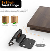 Chibery Oil Rubbed Bronze 3/8 Inch Inset Cabinet Hinges Self Closing Flush Face Mount Hinges with Door Bumper, Variable Decorative Hardware for Bathroom, Furniture, Kitchen Cabinet