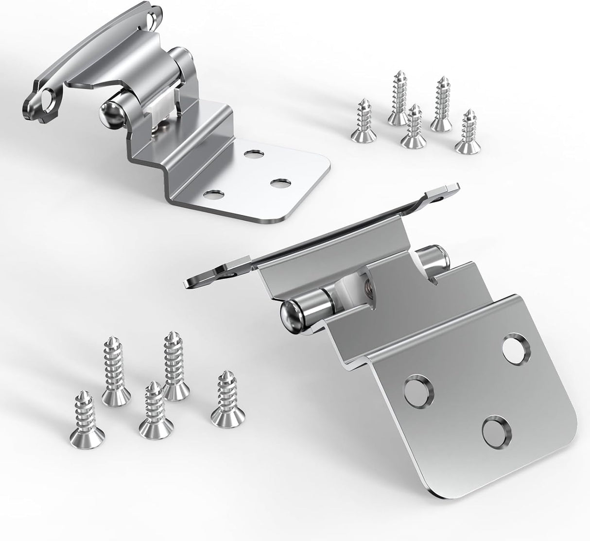 Chibery Chrome 3/8 Inch Inset Cabinet Hinges Self Closing Flush Face Mount Hinges with Door Bumper, Variable Decorative Hardware for Bathroom, Furniture, Kitchen Cabinet Doors