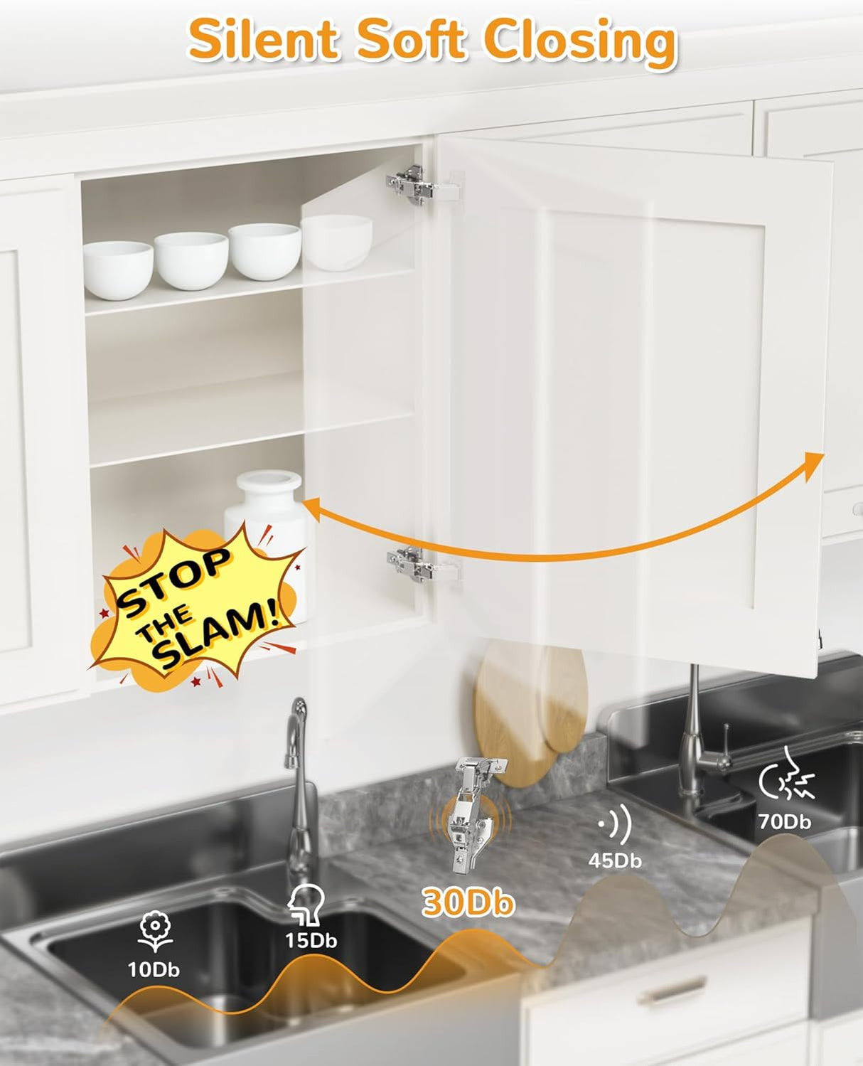 Chibery 165° Soft Close Kitchen Corner Hinges, Lazy Susan Cabinets, Face Frame, Clip On Plate for Easy Installation, Hidden Face Mount, 3D Concealed Slow Self Closing for Folden Cupboard