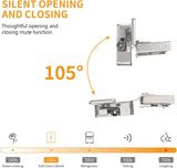 Chibery 4D Satin Nickel Concealed Hinges for Face Frame Door, Soft Close On/Off Switch, Self Closing, 105° Open Angle Concealed Stainless Steel Hinges for Framed Cabinet