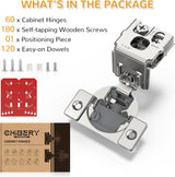 Chibery Overlay 4D Soft Close Cabinet Hinges, Concealed Face Frame, Adjustable Closing Speed, 105° Opening Smooth Slow, Hidden Self Closing for Kitchen Corner, Cupboard (with Template)