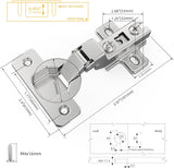 Chibery Nickel Plated Cabinet Hinges, Regular Standard Closing, Slide-on, Self-Closing, Frameless Concealed Euro 105 Degree Compact Hinges for Kitchen, Bathroom
