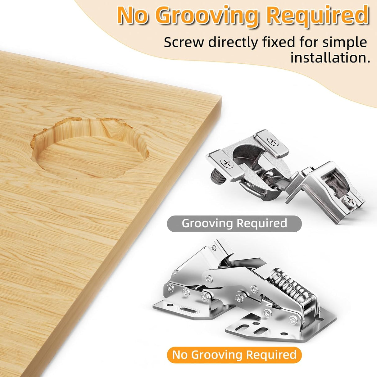 Chibery 90° RV Cabinet Hinges, Heavy Duty Surface Mount Soft Close Accessories, Face Frame & Frameless, Self Closing, No Pre-Drilled Cup Hole for Cabinets, Camper Van, Trailer, Vehicle-Mounted