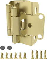 Chibery Brass Gold 1/2 inch Overlay Semi Partial Wrap Around Cabinet Hinges, Self Closing Face Frame Variable Decorative Replacement, Kitchen Hardware, with Screw & Quiet Bumper