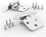 Chibery 1/2" Satin Nickel Overlay Cabinet Hinges, Self Closing Flush Mount Hinges with Door Bumper, Variable Decorative Hardware for Bathroom, Furniture, Kitchen Cabinet Doors