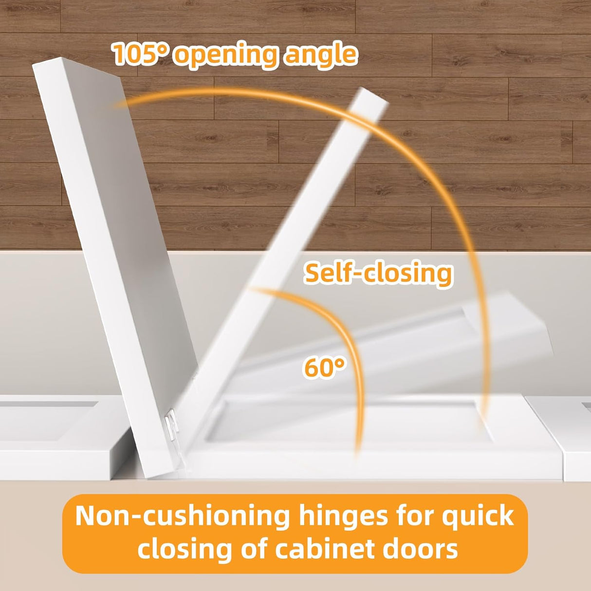 Chibery Non-Slow Close Regular Hinges, Concealed Cabinet Hinges for Face Frame Door, Self Closing Hidden, 105° Opening, Easy-on Dowels ＆ Self-Tapping Wooden Screws