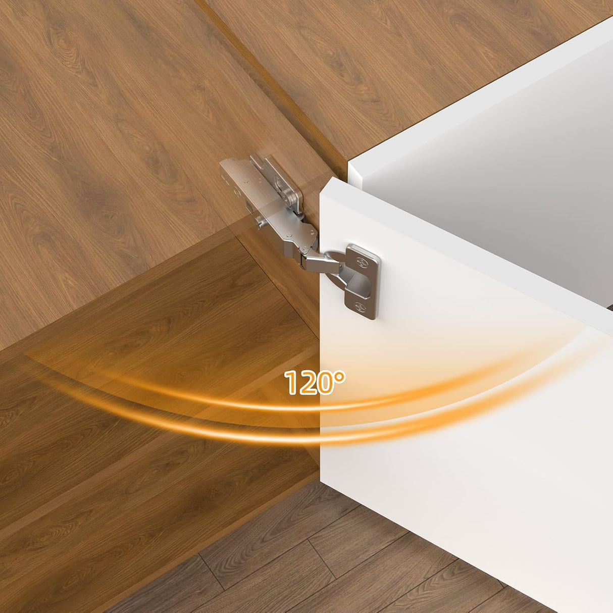 The hinge can open to 120 degrees.