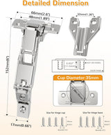 Chibery 180° Soft Close Cabinet Hinges, Lazy Susan & Kitchen Corner, 48mm Hole Distance, Concealed Face Frame & Frameless, Hidden Self Closing, Smooth Slow 3D Adjustment for Fold Cupboard