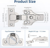 Chibery Soft Close Concealed Hinge for Face Frame ＆ Frameless Door, 3D Adjustment, Clip-on Plate, Slow Self Closing Hidden Satin Nickel, 105° Stainless Steel Hinges