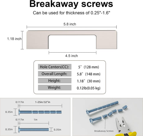 breakaway screws size