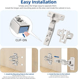 Chibery Soft Close Concealed Frameless Cabinet Hinges, Satin Nickel, 105°, Stop at Will 45-105 Degree, Self Closing, 3D Adjustment, Clip On, Stainless Steel for Cupboard Kitchen