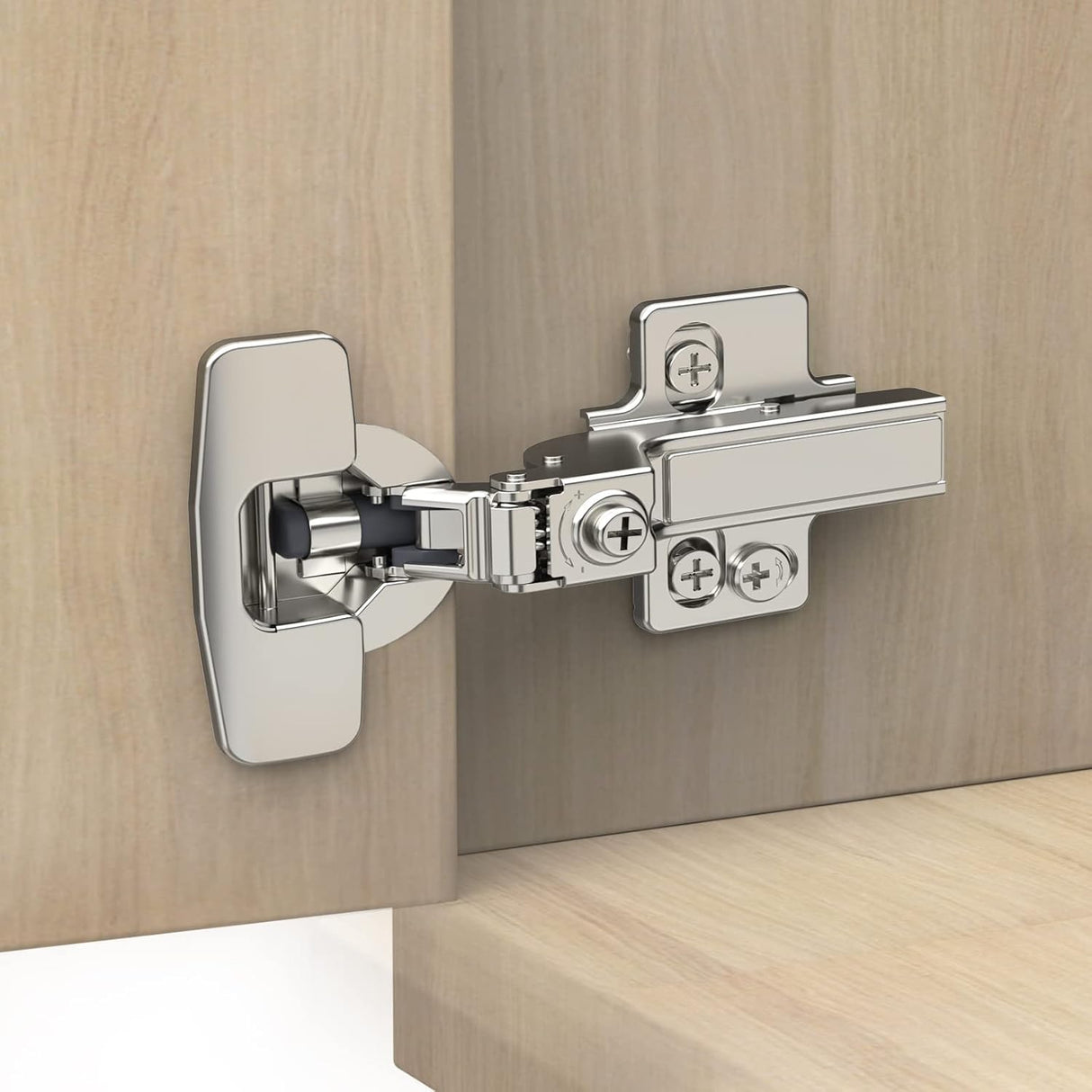 Chibery Frameless Inset Soft Close Concealed European Hinges, Self Closing Satin Nickel, 105 ° Open Angle 4D Adjustment, Speed Control, Clip On, Stainless Steel for Cabinet Door