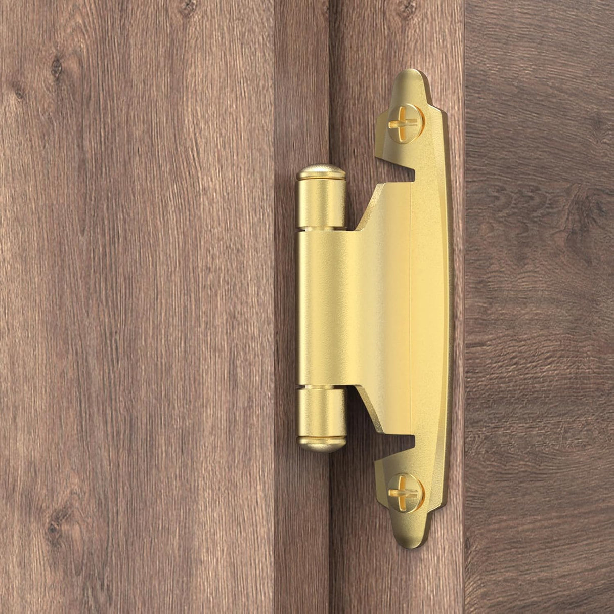 Chibery Brass Gold 3/8 Inch Inset Cabinet Hinges, Self Closing Flush Face Mount Hinges with Door Bumper, Variable Decorative Hardware for Bathroom, Furniture, Kitchen Cabinet Doors