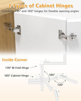 Chibery 135°& 165° Hinges Kit for Pie Corner Cabinets, Hidden Lazy Susan, Face Frame Self Closing, Clip On, Smooth Slow Close, Concealed Mount for Bi-fold Door, Kitchen Cupboard