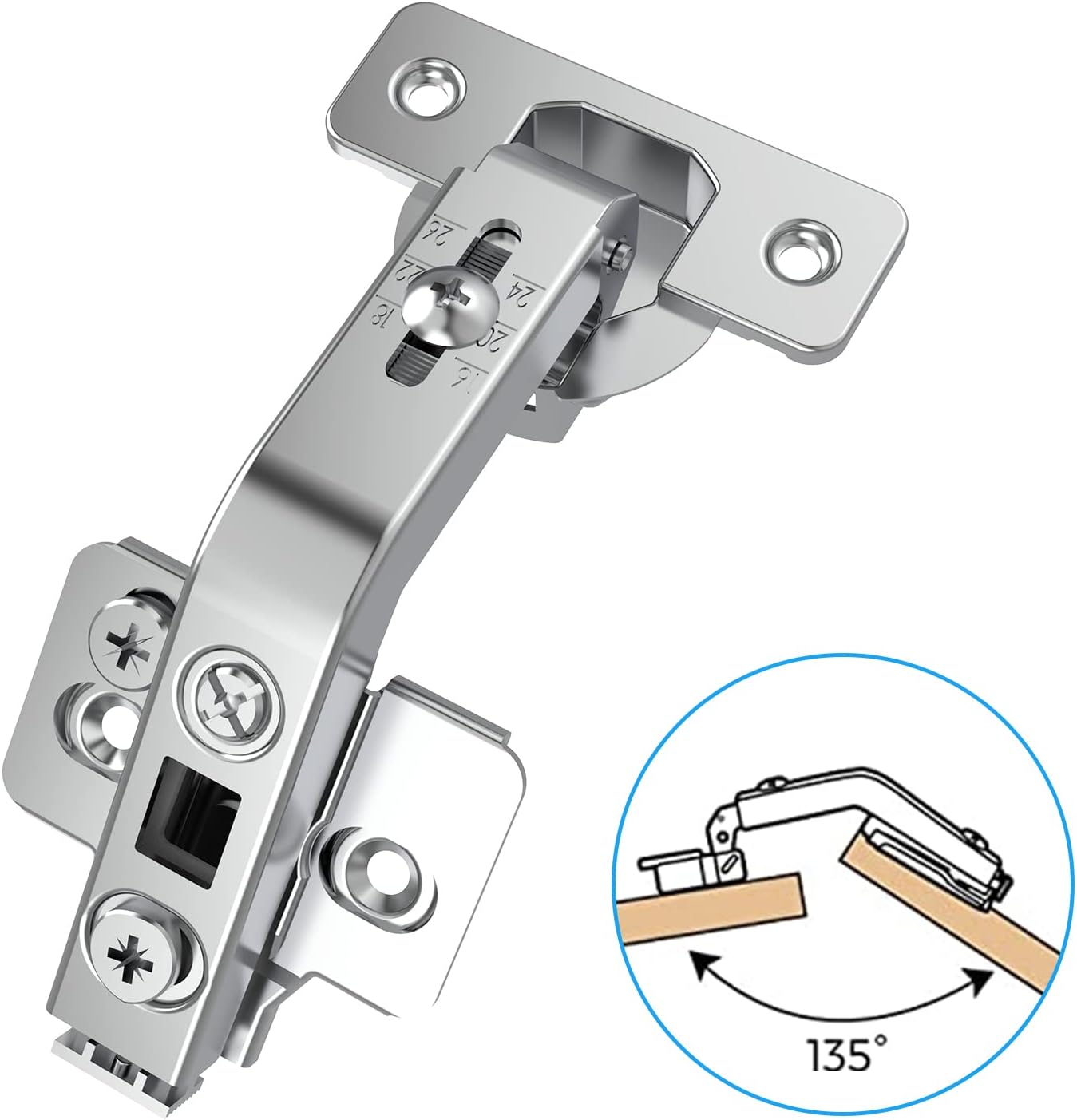 Chibery 135° Soft Close Lazy Susan Full Overlay Hinges for Corner Cabi