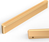 Close-up details of the glod-colored handle.