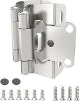 Chibery Satin Nickel 1/2 inch Overlay Semi Partial Wrap Around Cabinet Hinges, Self Closing Face Frame Variable Decorative Replacement, Kitchen Hardware, with Screw & Quiet Bumper