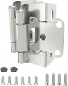 Chibery Satin Nickel 1/2 inch Overlay Semi Partial Wrap Around Cabinet Hinges, Self Closing Face Frame Variable Decorative Replacement, Kitchen Hardware, with Screw & Quiet Bumper