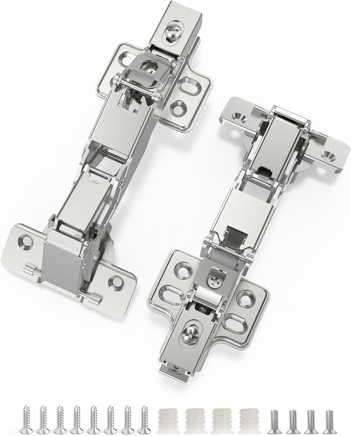 Chibery 165° Frameless Soft Close Kitchen Corner Hinges, Lazy Susan Cabinets, Clip On Plate for Easy Installation, Hidden Face Mount, 3D Concealed Slow Self Closing for Folden Cupboard