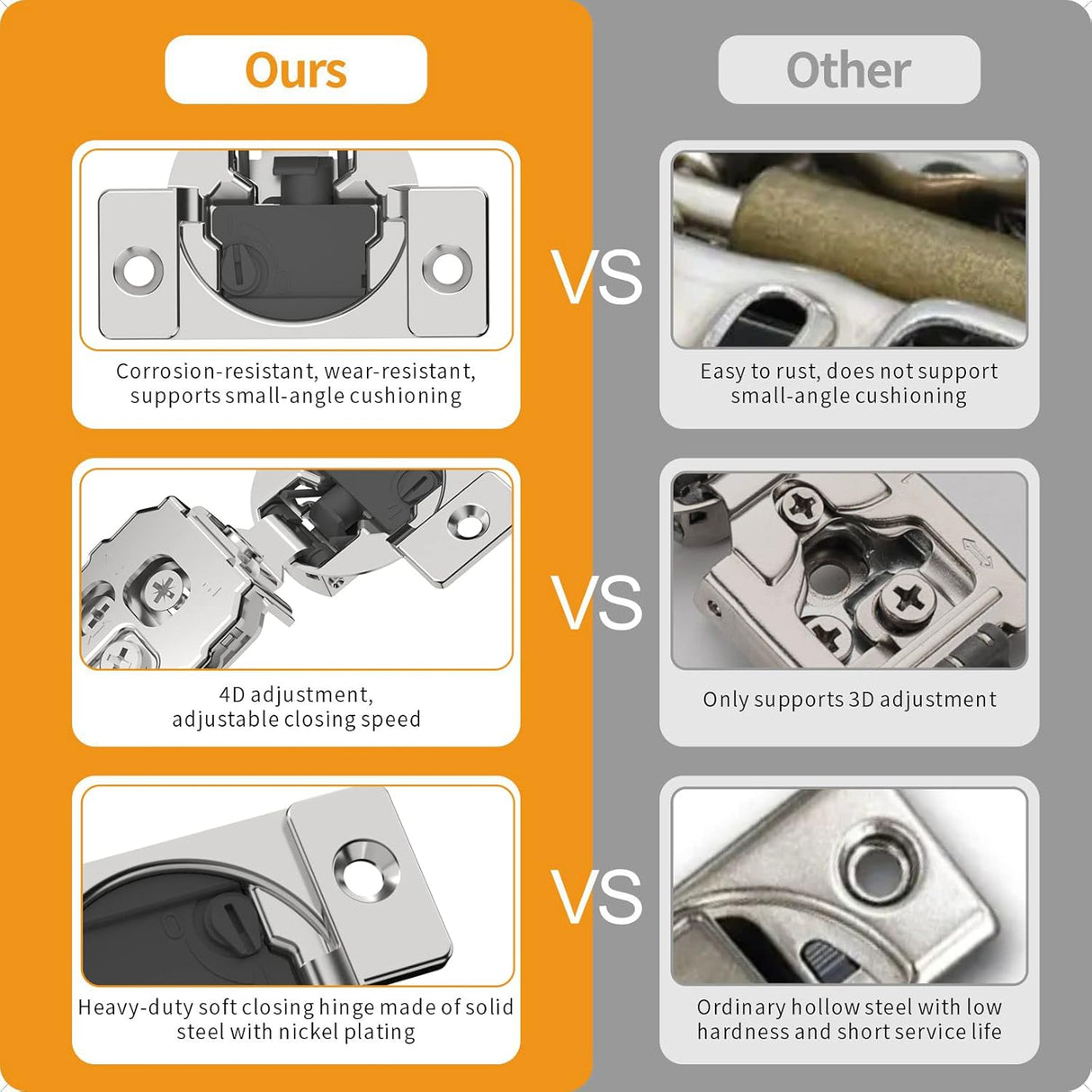 Chibery 4D Soft Close Concealed Hinges for Face Frame Door, Adjustable Closing Speed, Smooth Slow Self Close Hinges, Satin Nickel, 105° Open Angle Stainless Steel Cabinet Hinges