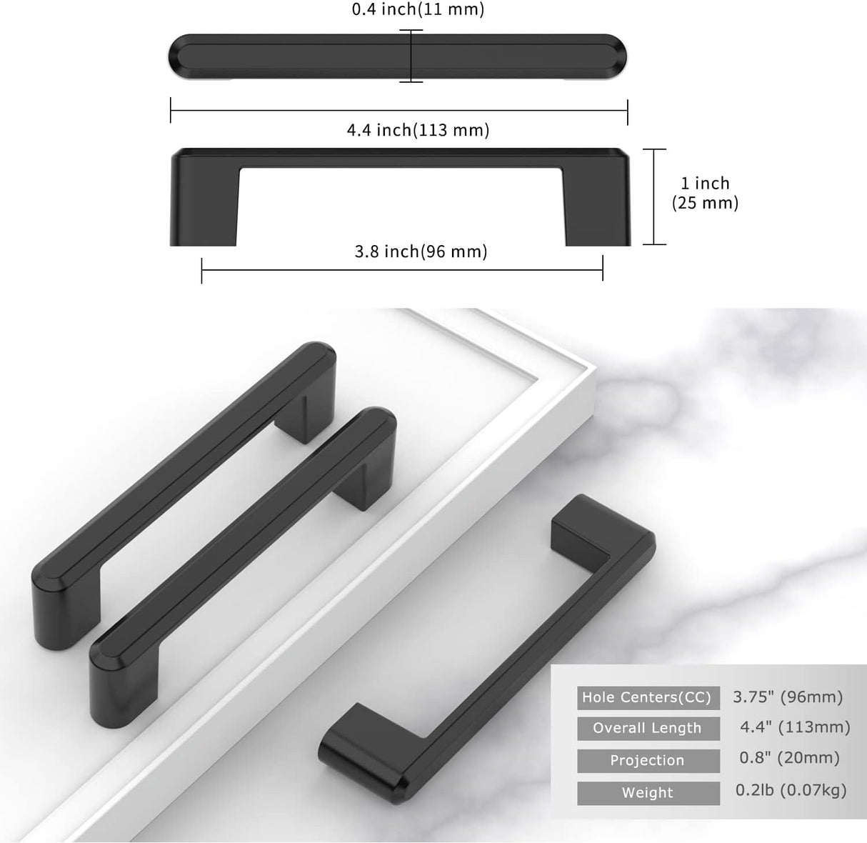 Cabinet handle dimensions