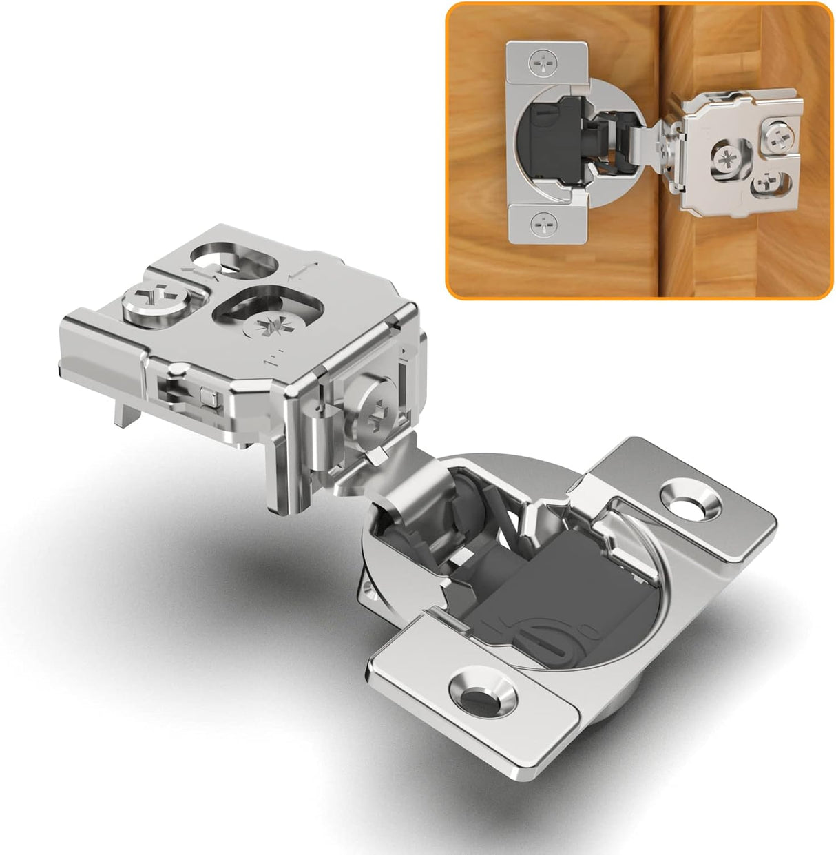 Chibery 4D Soft Close Concealed Hinges for Face Frame Door, Adjustable Closing Speed, Smooth Slow Self Close Hinges, Satin Nickel, 105° Open Angle Stainless Steel Cabinet Hinges