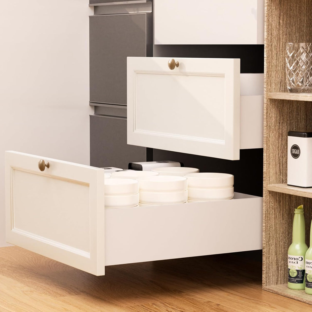 Chibery Undermount Soft Close Drawer Slides, Full Extension 3D Locking Device, Rear Mount Brackets, Concealed Bottom Mount Rails for face Frame Cabinet, 100 LB