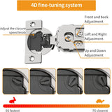 Chibery 4D Soft Close Concealed Hinges for Face Frame Door, Adjustable Closing Speed, Smooth Slow Self Close Hinges, Satin Nickel, 105° Open Angle Stainless Steel Cabinet Hinges