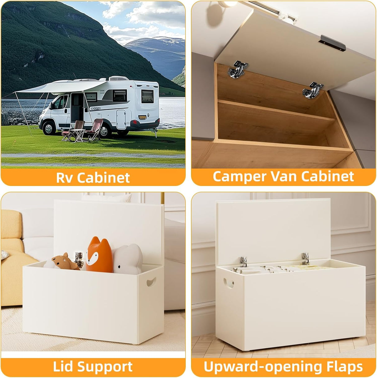 Chibery 90° RV Cabinet Hinges, Heavy Duty Surface Mount Soft Close Accessories, Face Frame & Frameless, Self Closing, No Pre-Drilled Cup Hole for Cabinets, Camper Van, Trailer, Vehicle-Mounted