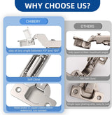 Chibery Soft Close Concealed Frameless Cabinet Hinges, Satin Nickel, 105°, Stop at Will 45-105 Degree, Self Closing, 3D Adjustment, Clip On, Stainless Steel for Cupboard Kitchen