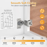 Chibery Overlay 4D Soft Close Cabinet Hinges, Concealed Face Frame, Adjustable Closing Speed, 105° Opening Smooth Slow, Hidden Self Closing for Kitchen Corner, Cupboard (with Template)