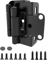 Chibery Matte Black 1/2 inch Overlay Semi Partial Wrap Around Cabinet Hinges, Self Closing Face Frame Variable Decorative Replacement, Kitchen Hardware, with Screw & Quiet Bumper