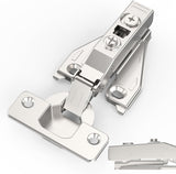 Chibery 1/8", 1/4", 3/8", 5/16" Overlay Soft Close Concealed Hinge for Face Frame Door ＆ Frameless Door, 3D Clip-on Plate, Self Closing Hidden Satin Nickel, 105° Angle