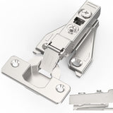 Chibery 1/8", 1/4", 3/8", 5/16" Overlay Soft Close Concealed Hinge for Face Frame Door ＆ Frameless Door, 3D Clip-on Plate, Self Closing Hidden Satin Nickel, 105° Angle