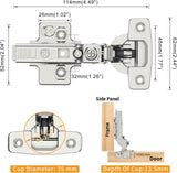 Chibery Frameless Soft Close Concealed European Hinges, Self Closing Satin Nickel, 105 ° Open Angle 4D Adjustment, Speed Control, Clip On, Stainless Steel for Cabinet Door