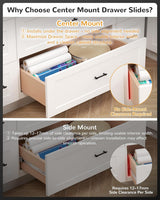 3/4 Extension Center Mount Heavy Duty Concealed Drawer Slides