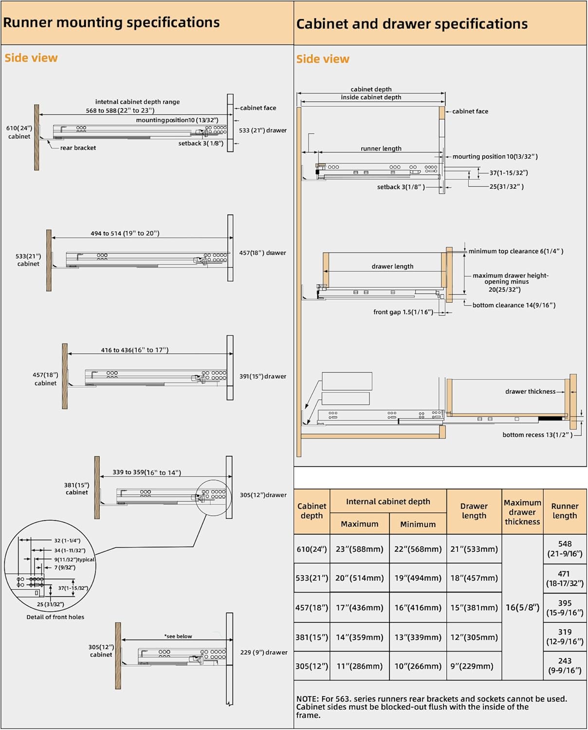 100 LB 21 Inch 5D Full Extension Soft Close Concealed Bottom Mount Drawer Slides Locking Device & Rear Mount Brackets