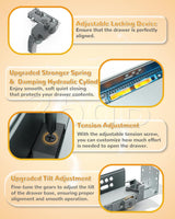 100 LB 21 Inch 5D Full Extension Soft Close Concealed Bottom Mount Drawer Slides Locking Device & Rear Mount Brackets